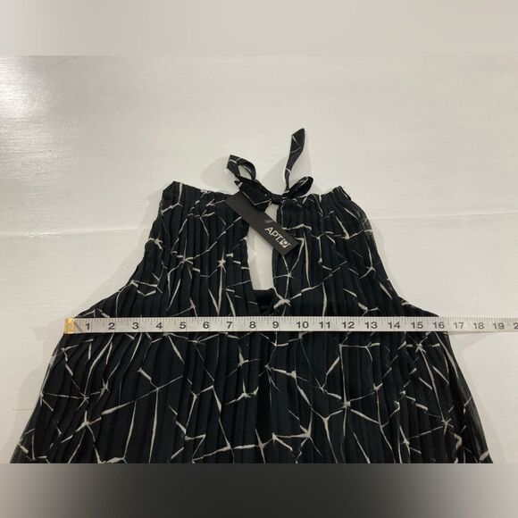 Apt 9 Dress Women’s 6 Black White Halter Chiffon Pleated Geometric - Picture 9 of 10